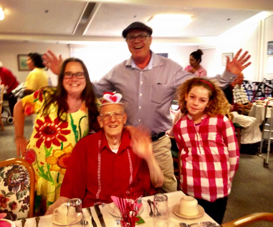 Then we have Anita, Sean, and Hazel surrounding Frank Amon, Dad, on Valentine's Day.